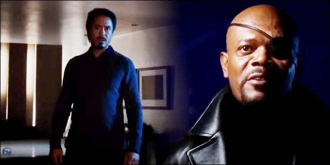 Tony Stark et Nick Fury, scène post-générique du film MARVEL Iron Man